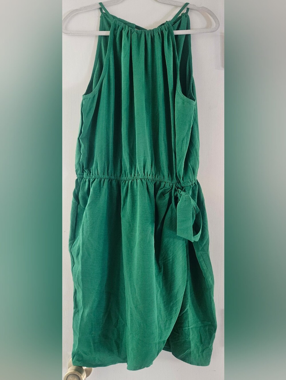 CUPSHE XL Kelly Green Halter Tie Waist Bow Dress